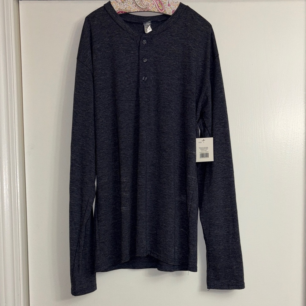 Navy Long Sleeve Henley Shirt